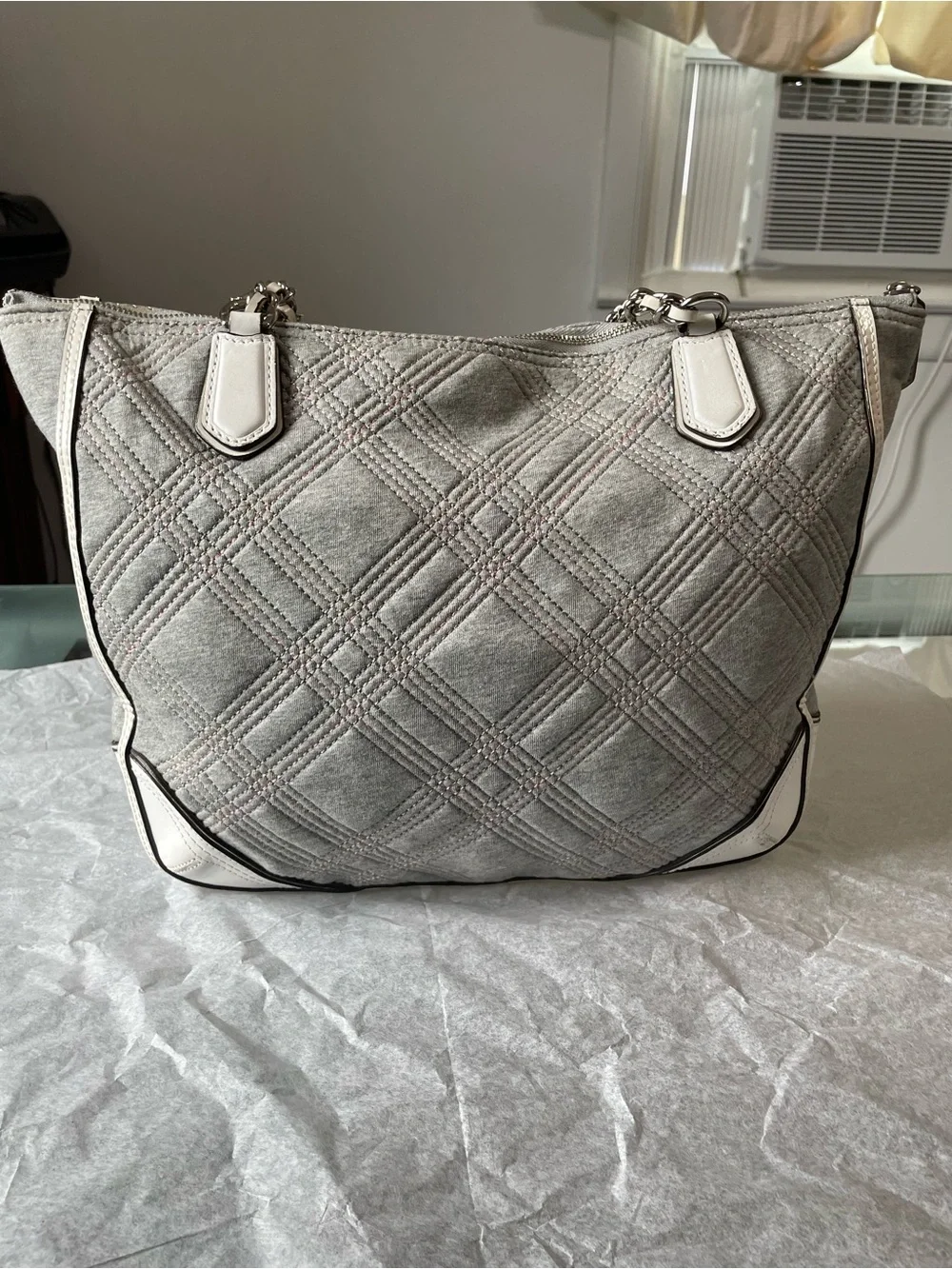 Coach Poppy 2013 EUC Quilted Jersey Small Chain Tote 2 Hangtags $278 Retail